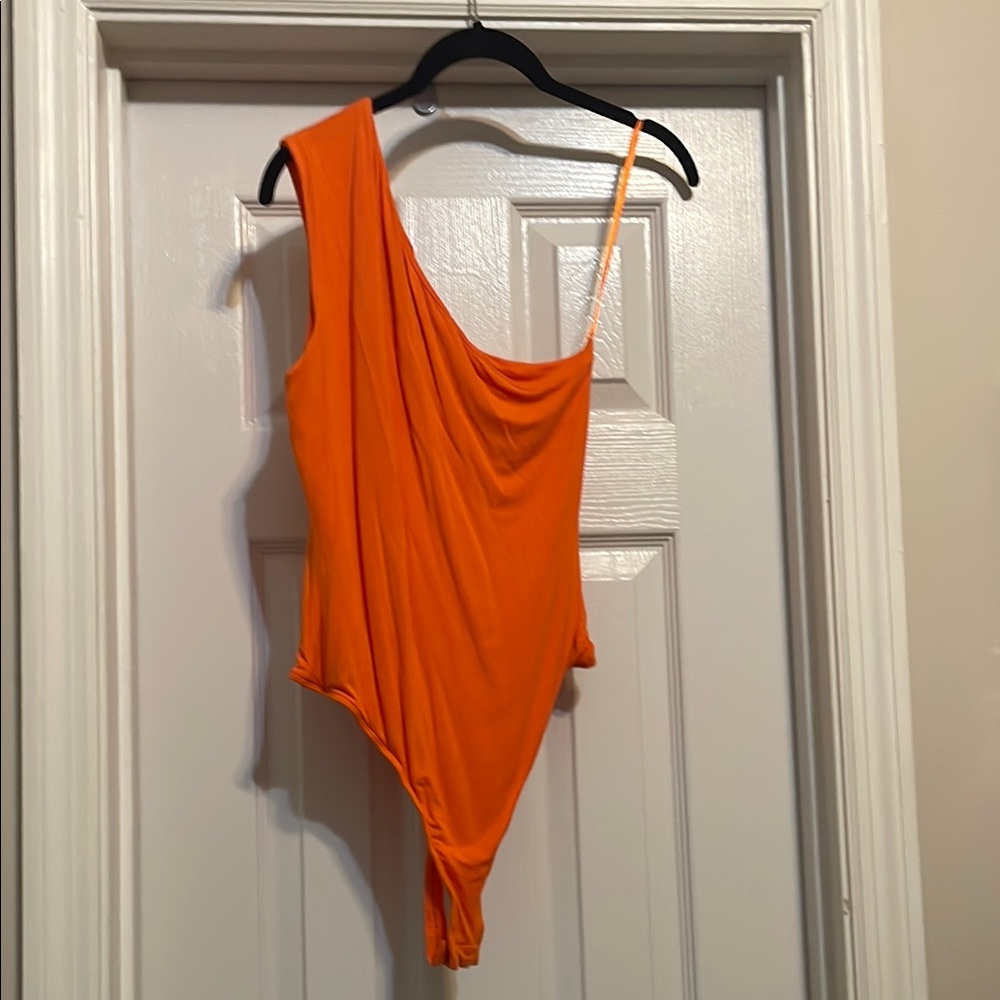 Jluxlabel Orange One-Shoulder Bodysuit
